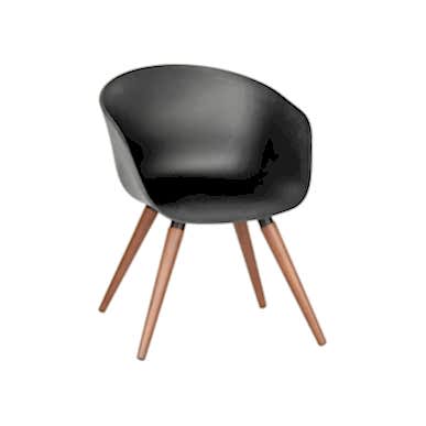 Massive Siyah Plastik Gövde 4lü Ahşap Ayak Bekleme Koltuğu - Bekleme Koltukları