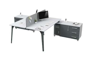 Centrawork Kumaş Seperatör Ikili Etajerli  Personel Masası 200cm - Çoklu Çalışma Masaları