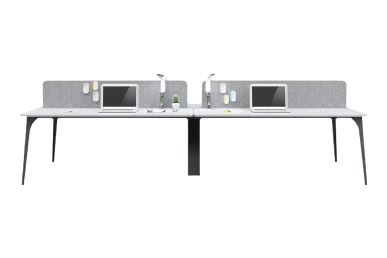 Centrawork Kumaş Seperatörlü Dörtlü Çalışma Masası 360cm - Çoklu Çalışma Masaları