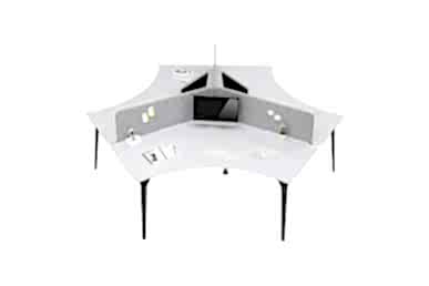 Centrawork Kumaş Seperatörlü Üçlü Çalışma Masası - Çoklu Çalışma Masaları