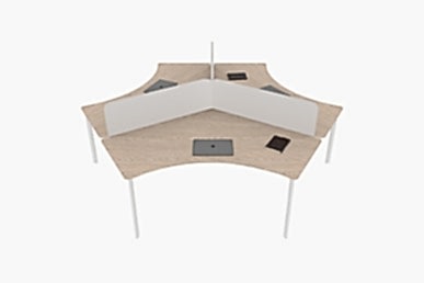 Eflorant Üçkenar Melamin Seperatörlü 280cm Çalışma Grubu - Çoklu Çalışma Masaları