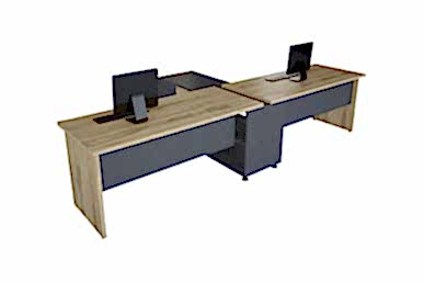 Miesto Ikili Etajerli Çalışma Masası 290cm - Çoklu Çalışma Masaları