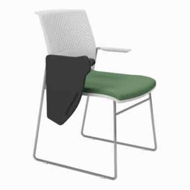 Settle Beyaz Plastik Gövde Krom Ayak Yazı Tablalı Bekleme Koltuğu - Konferans Koltukları