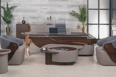 Noona Ahşap Kaplamalı Modern Makam Takımı 240cm - küçük detay görsel 2 - Makam Takımları