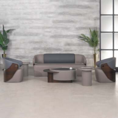 Noona Ahşap Detaylı Tasarım Kanepe Takımı - Ofis Kanepeleri