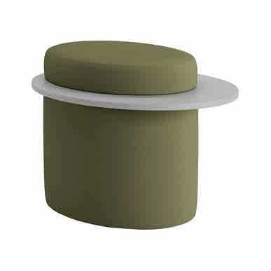 Enga Ahşap Detaylı Yuvarlak Puf - Puflar