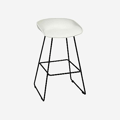 Massive Beyaz Plastik Gövde Boyalı Boru Ayak Tabure - Tabureler