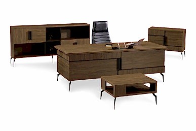 Hermos Siyah Boyalı Tasarım Ayaklı Yönetici Takımı 220cm - Yönetici Takımları